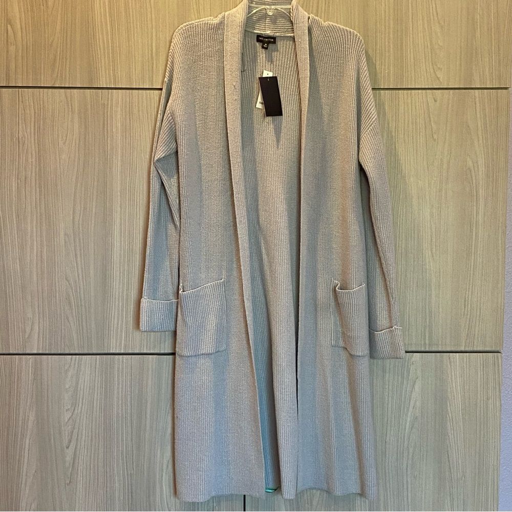 The Limited Long Open Front Grey Cardigan Duster Size M Medium NWT